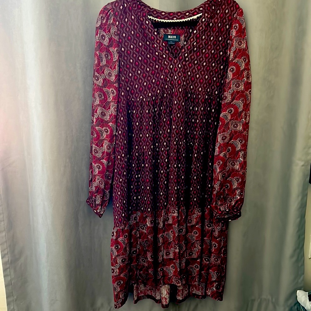 Anthropologie like New Maeve Burgundy Babydoll Dress. Super Cute!